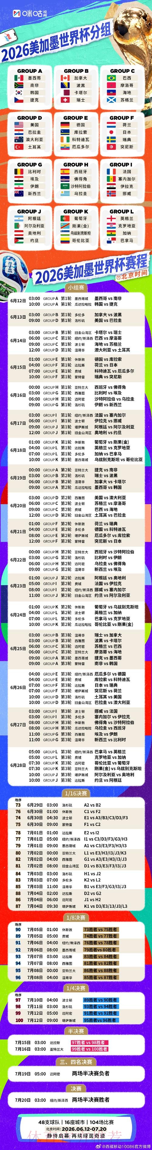 2026年足球世界杯赛程揭晓 2026年足球世界杯赛程揭晓